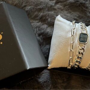 Silver Chain Bracelet Set